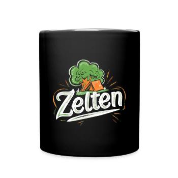 Zelten Outdoor Camper Abenteuer Naturfreund - Tasse einfarbig - Schwarz - Vorne