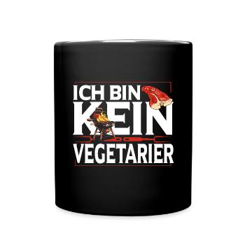 Grillkönig Carnivore Fleischesser Kein Vegetarier - Tasse einfarbig - Schwarz - Vorne