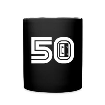 50 Retro Musik 50er - Tasse einfarbig - Schwarz - Vorne