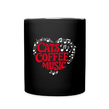 J’adore les chats, le café et la musique - Mug uni - noir - Devant
