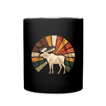 Retro Elch Tier - Tasse einfarbig - Schwarz - Vorne