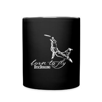 DISCDOGGING - Dog Frisbee born to fly - Tasse einfarbig - Schwarz - Vorne