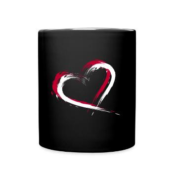 Heart brush flag Japan flag colors vector - Full Colour Mug - black - Front