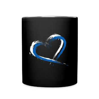 Heart flag Greece flag colors holiday - Full Colour Mug - black - Front