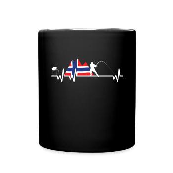 Fishing Beer Heartbeat Angler Norway Gift - Full Colour Mug - black - Front