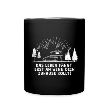 Zuhause Rollt Dachzelt Camping Dachzelten Outdoor - Tasse einfarbig - Schwarz - Vorne