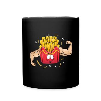 Bodybuilding Fritten Fitness Gym Pommes Frittes - Tasse einfarbig - Schwarz - Vorne
