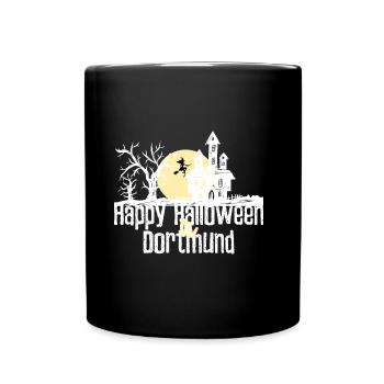 Happy Halloween in Dortmund Stadtnamen Design - Tasse einfarbig - Schwarz - Vorne