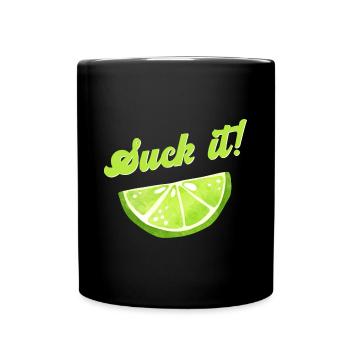 Lime Slice Cocktail Bar Suck It Saying - Full Colour Mug - black - Front