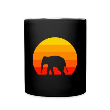 Afrika Tierliebhaber Retro Elefant - Tasse einfarbig - Schwarz - Vorne