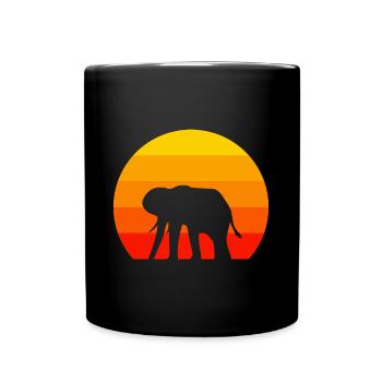 Retro Elefant - Tasse einfarbig - Schwarz - Vorne