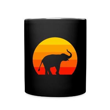 Zoo Amoureux des animaux Afrique Animal Rétro Éléphant - Mug uni - noir - Devant