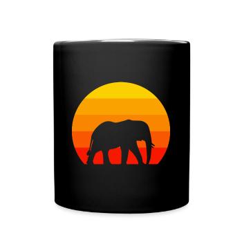Africa Animal Lovers Retro Zoo Animal Elephant - Full Colour Mug - black - Front