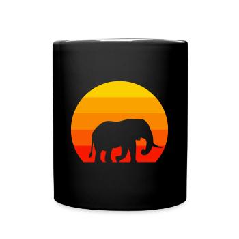 Amoureux des animaux Afrique Safari Animal Rétro Éléphant - Mug uni - noir - Devant