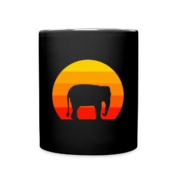 Afrika Safari Tier Retro Zoo Elefant - Tasse einfarbig - Schwarz - Vorne