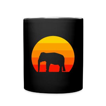 Zoo Animal Lovers Retro Africa Animal Elephant - Full Colour Mug - black - Front