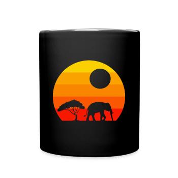 Retro Afrika Tier Geschenk Elefant - Tasse einfarbig - Schwarz - Vorne