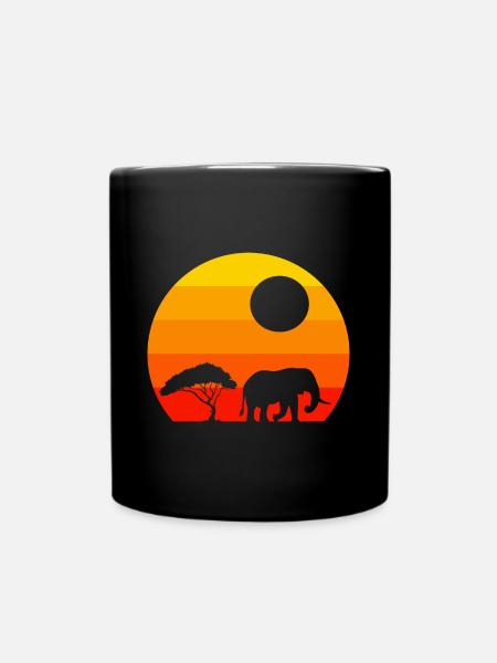 Zoo Tier Afrika Tierliebhaber Retro Elefant - Tasse einfarbig - Schwarz