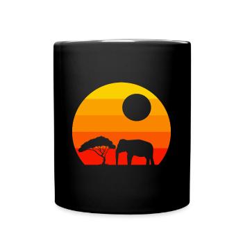 Afrika Tierliebhaber Geschenk Retro Elefant - Tasse einfarbig - Schwarz - Vorne