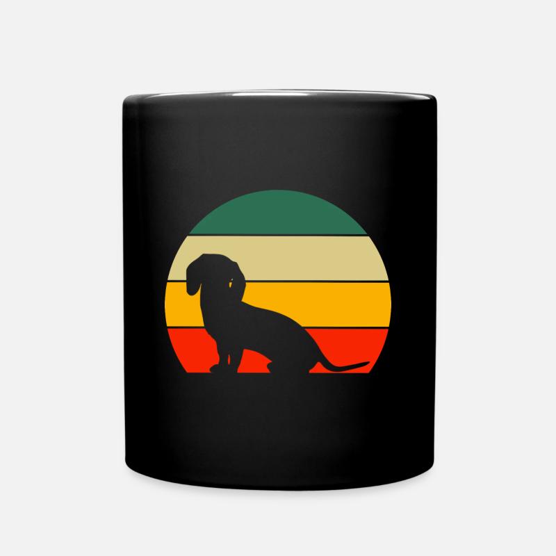 Hundeliebhaber Hunde Geschenkidee Retro Dackel - Tasse einfarbig - Schwarz