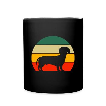 Haustierbesitzer Hunde Geschenk Retro Dackel - Tasse einfarbig - Schwarz - Vorne