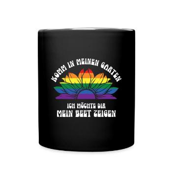 Bunter Garten Blumenbeet Gärtner Gartenliebhaber - Tasse einfarbig - Schwarz - Vorne