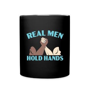 Real Men Holding Hands Arm Wrestling Arm Wrestling - Full Colour Mug - black - Front