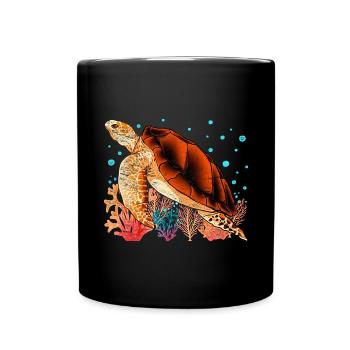 Ocean Animal Gift Colorful Turtle - Full Colour Mug - black - Front
