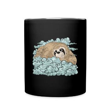 Tropical Animal Gift Cute Clouds Sloth - Full Colour Mug - black - Front