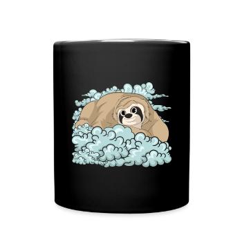 Lazy Zoo Animal Gift Cute Clouds Sloth - Full Colour Mug - black - Front