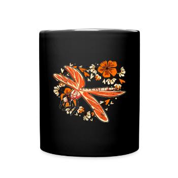 Flowers Insect Animal Lover Gift Dragonfly - Full Colour Mug - black - Front