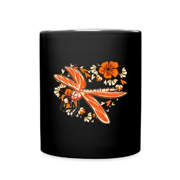 Fleurs Insecte Libellules Amoureux Cadeau Libellule - Mug uni - noir - Devant