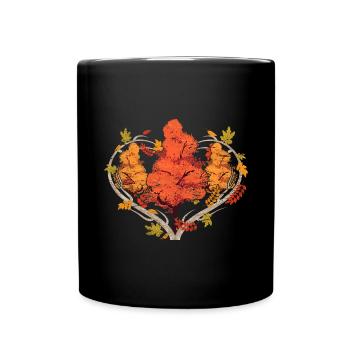 Buntes Laub Herz Wald Baum Geschenk Herbst - Tasse einfarbig - Schwarz - Vorne