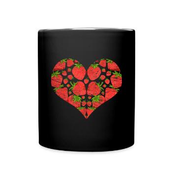 Erdbeeren Herz Rote Beeren Obst Geschenk Erdbeere - Tasse einfarbig - Schwarz - Vorne