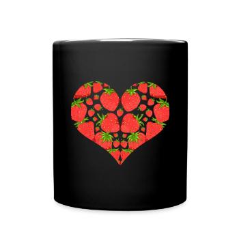 Erdbeeren Liebe Frucht Herz Geschenk Obst Erdbeere - Tasse einfarbig - Schwarz - Vorne