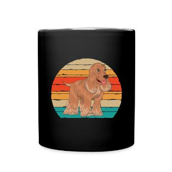 Retro Dog Lover Dogs Gift Cocker Spaniel - Full Colour Mug - black - Front