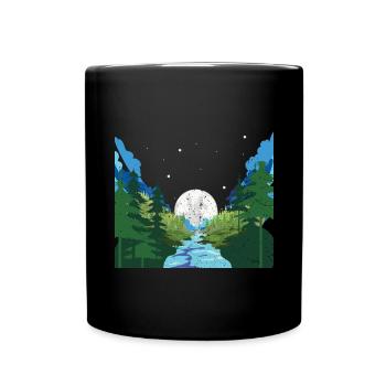 Forest Trees River Gift Full Moon Nature - Mug uni - noir - Devant