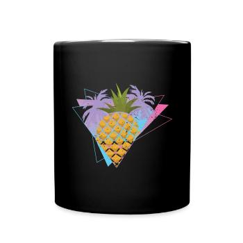 Tropische Frucht Geschenk 90er Vaporwave Ananas - Tasse einfarbig - Schwarz - Vorne