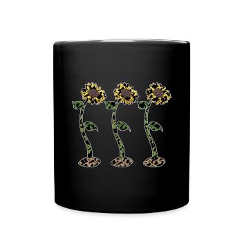 Kuh Sonnenblume Bauernhof Tier Geschenk Kuh Muster - Tasse einfarbig - Schwarz - Vorne