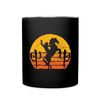 Texas Rodeo cadeau rétro coucher de soleil Cowboy - Mug uni - noir - Devant