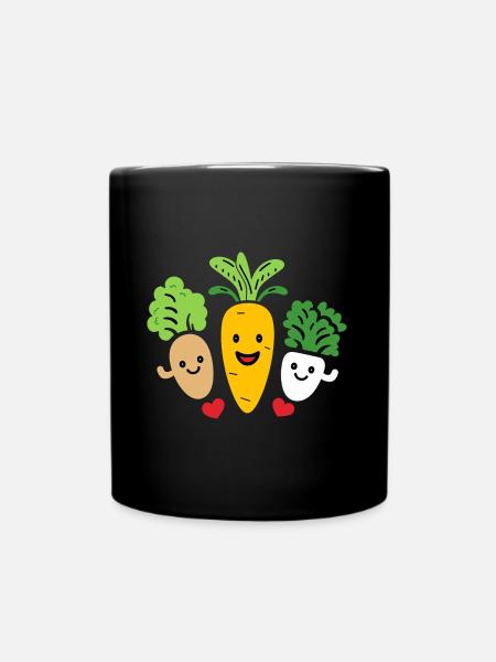 Humorvolles kleines veganes Gemüse - Tasse einfarbig - Schwarz