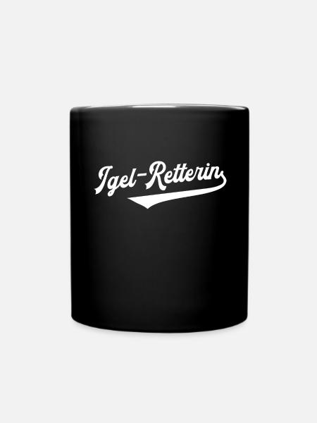 Igel Retterin Stacheltier Stacheligel Tierretter - Tasse einfarbig - Schwarz
