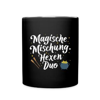 Magische Mischung: Hexen-Duo Schwesterherz - Tasse einfarbig - Schwarz - Vorne