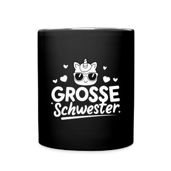Große Schwester Einhorn Cool Schwanger Nachwuchs - Tasse einfarbig - Schwarz - Vorne