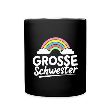 Große Schwester Regenbogen Schwangerschaft - Tasse einfarbig - Schwarz - Vorne