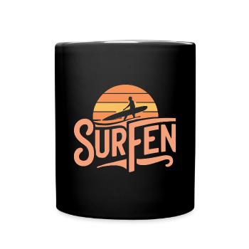 Surfboard Surfen Welle Meer Strand Geschenk - Tasse einfarbig - Schwarz - Vorne