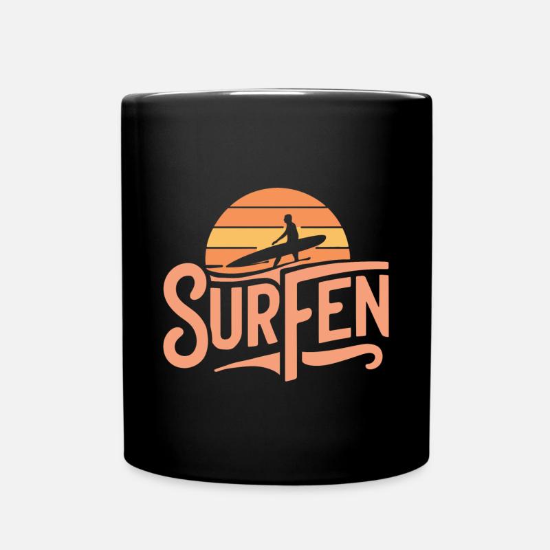 Surfboard Surfen Welle Meer Strand Geschenk - Tasse einfarbig - Schwarz