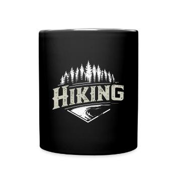 Hiking Wald Wanderer Naturfreund Outdoor Erlebnis - Tasse einfarbig - Schwarz - Vorne