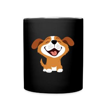 Lachender Hund - Tasse einfarbig - Schwarz - Vorne