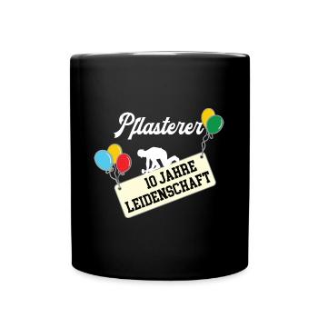 Pflasterer 10 jähriges Jubiläum Straßenbau 10 Jahr - Tasse einfarbig - Schwarz - Vorne